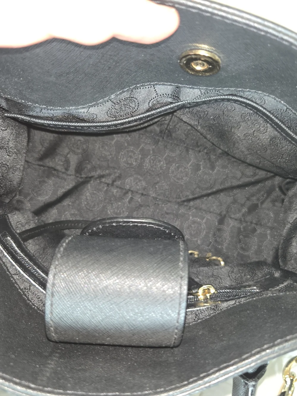 Michael Kors Black Saffiano Leather Satchel with Gold Hardware